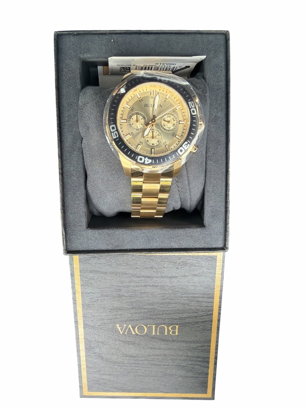 NWT Bulova Men’s Gold-Tone Chronograph Watch Marine Star Style w/ Box